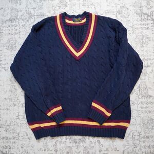 Vintage Brooks Brothers Cable Knit Tennis Cricket Sweater - Men's XL